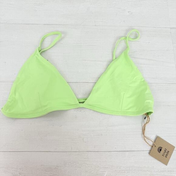 Free People x Toast Swim Size XL Nomi Fixed Triangle Bikini Top Green Beach NWT - Picture 1 of 11